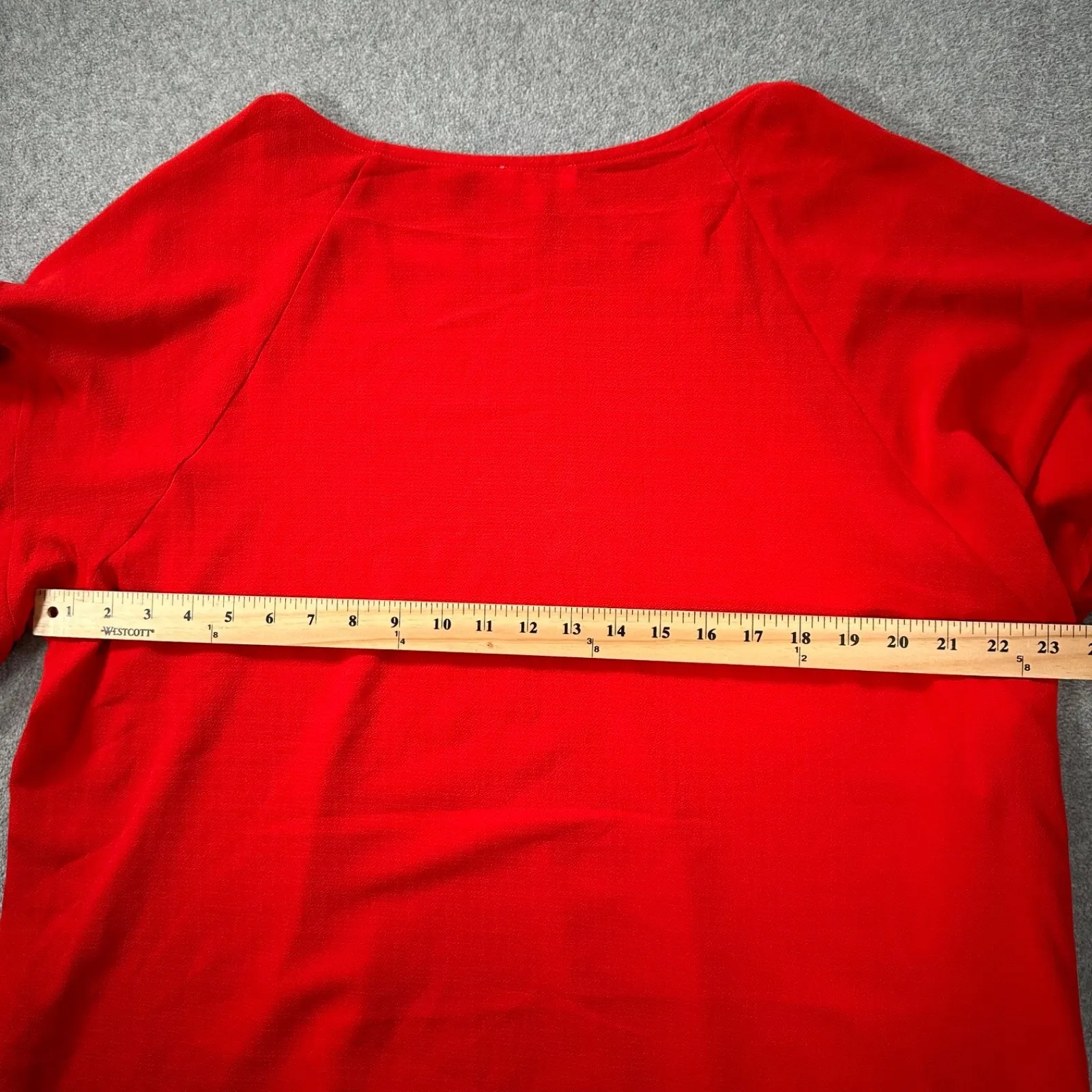 Umgee Red Short Sleeve Blouse Women's Large Tiered Bell Sleeve Textured - Image 7