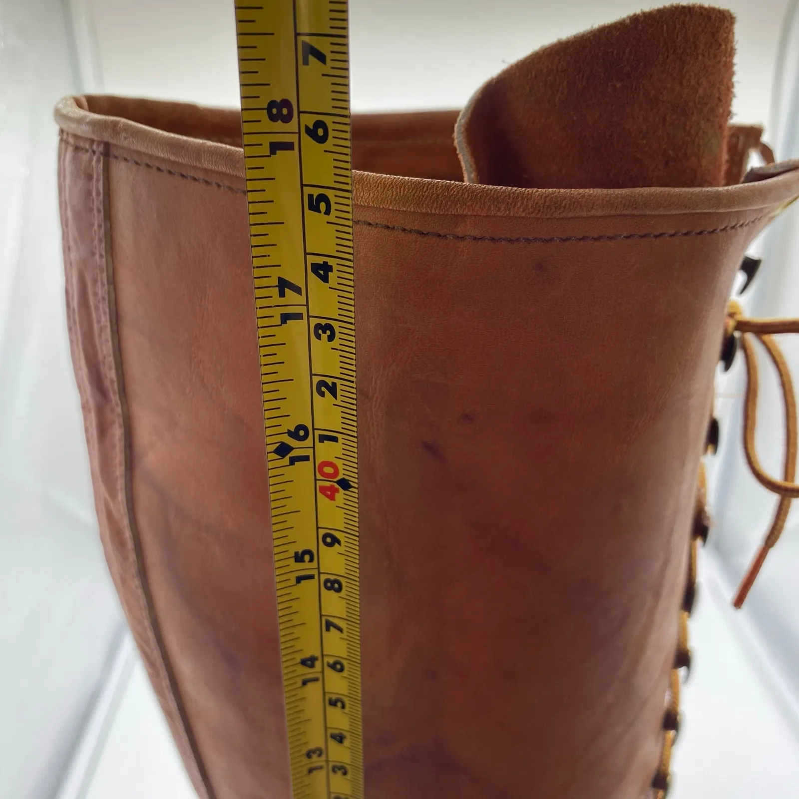 Frye Vintage 70s Brown Leather Knee High Campus Lace Up Boots Women's size 11 - Image 14