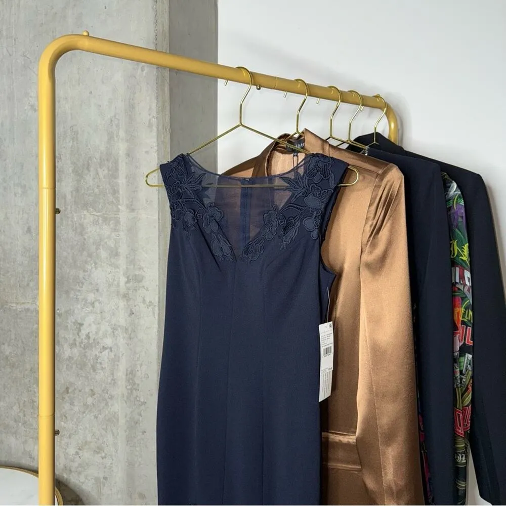 Aidan Mattox Stretch V-Neck Cap Sleeve Flounce Floral Mesh Insert Sheath Dress - Image 5