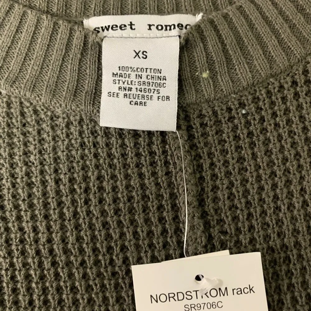 Sweet Romeo Womens Green Knitted Pullover Long Sleeve Crew Neck Sweater - Image 3