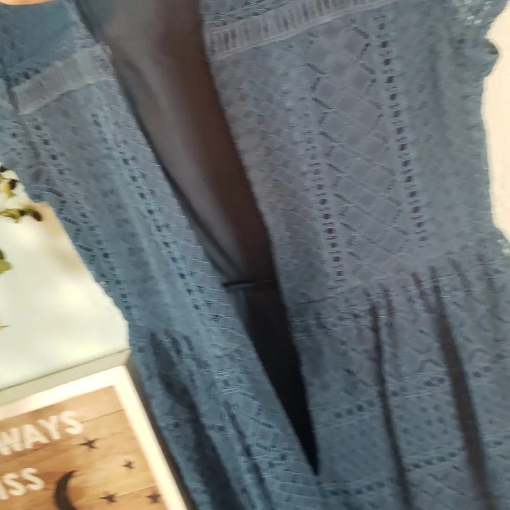 Francesca's Vivienne Ladder Lace Trim dress NWOT Blue - Image 5