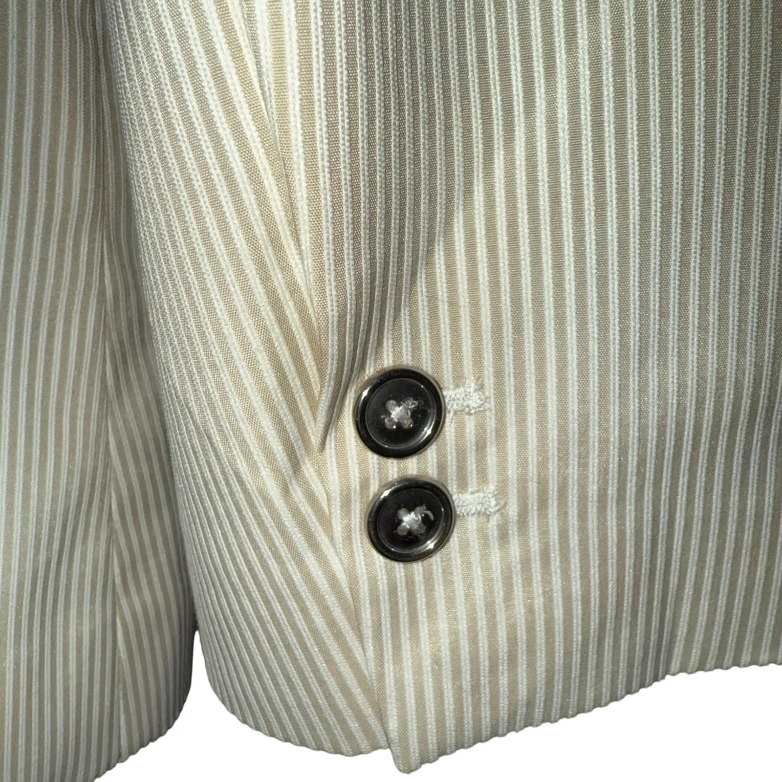 WHITE HOUSE BLACK MARKET Light Tan & White Striped 3/4" Sleeve Blazer NWOT Sz. 8 - Image 7