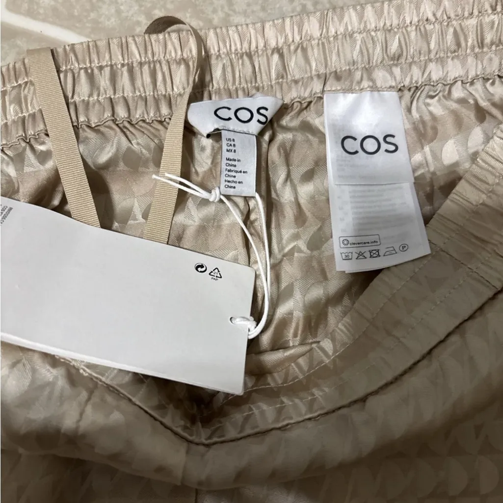 COS Cream Patterned Wide Leg Pants - Image 4