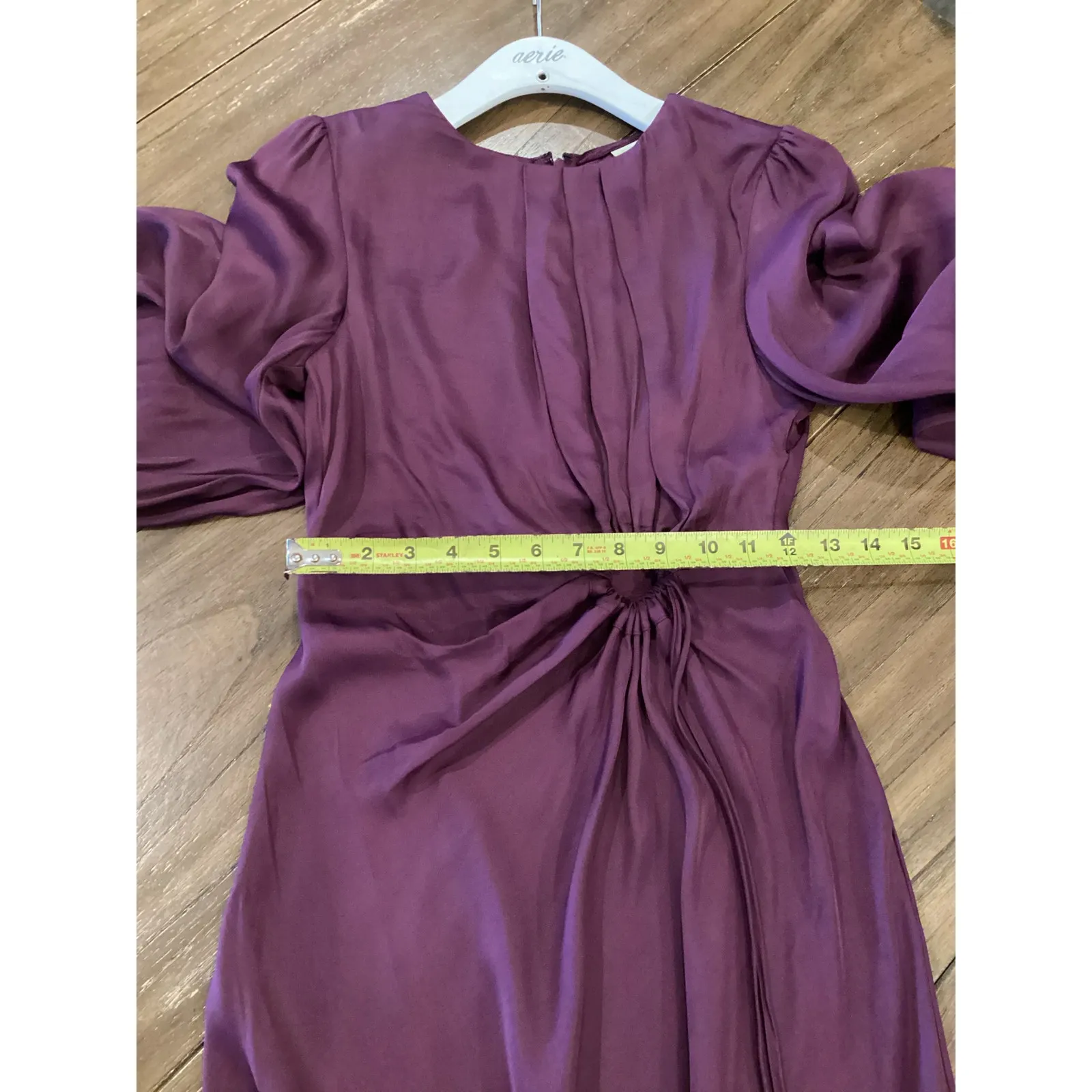 Farm Rio Purple Cutout 3/4 puff sleeve midi Dress XS - Image 7