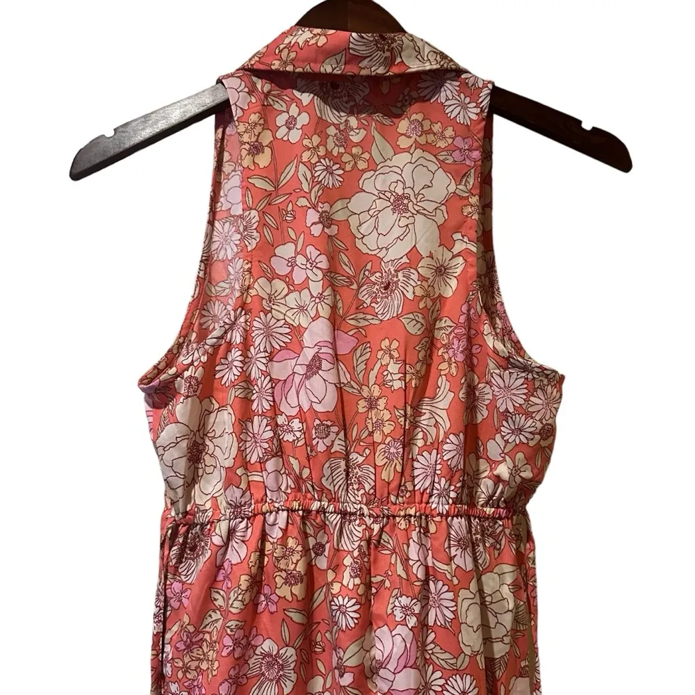 BOG Collective Wide Leg Sleeveless Collared Floral Print Jumpsuit Womens Small - Image 9