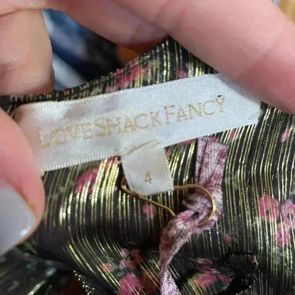 LoveShackFancy Black And Gold Metallic Mercy Mini Dress in Midnight Vine - Image 9