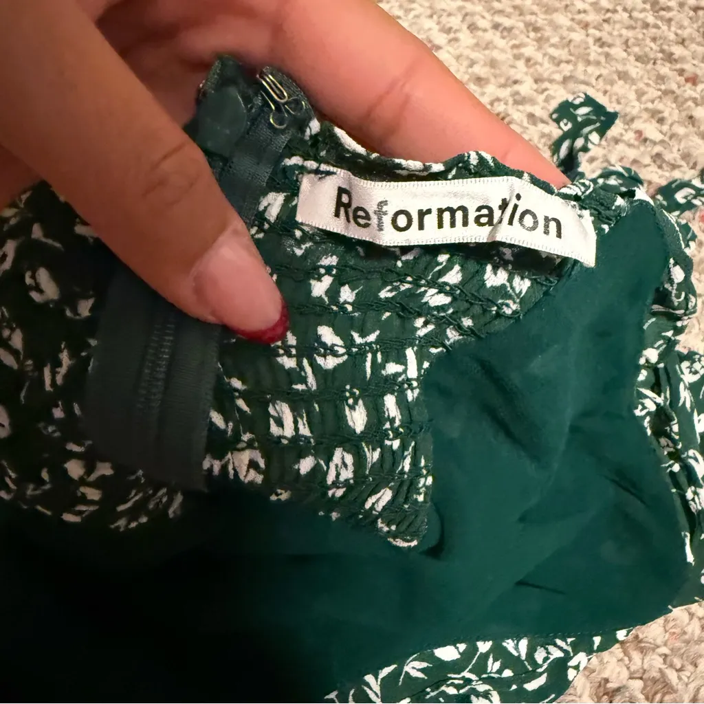 Reformation Christine Ruffle Minidress Green- Size 2 - Image 7