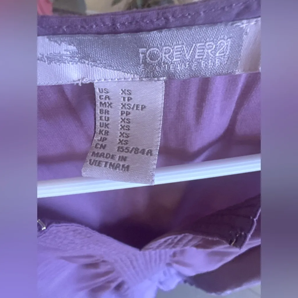 Forever 21 Drop Waist Split Hem Embroidered Neck Sleeveless Dress | Size XS Purple - Image 3