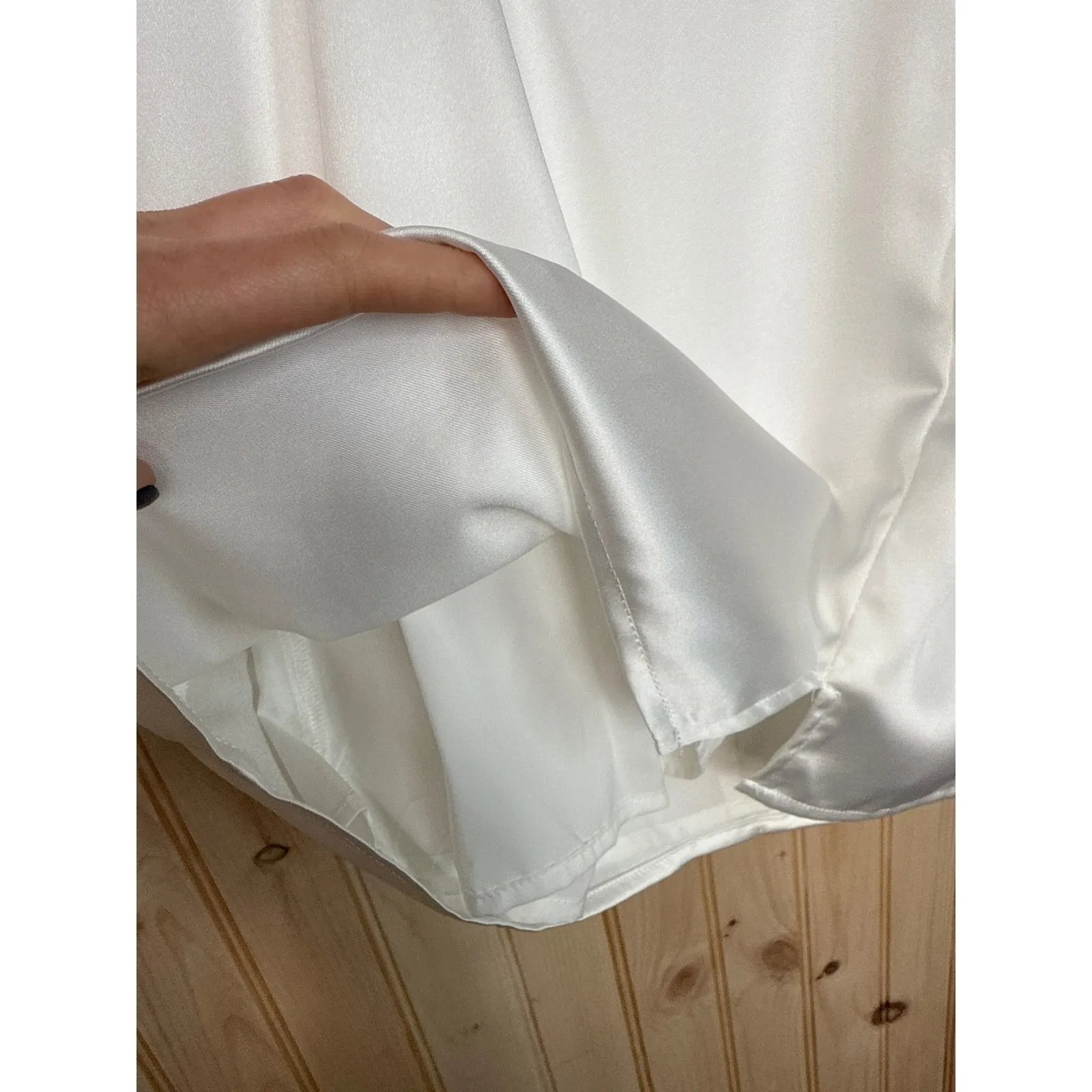 Lulus Precious Enchantment White Satin Floral Puff Sleeve Mini Dress LWD Size L - Image 5