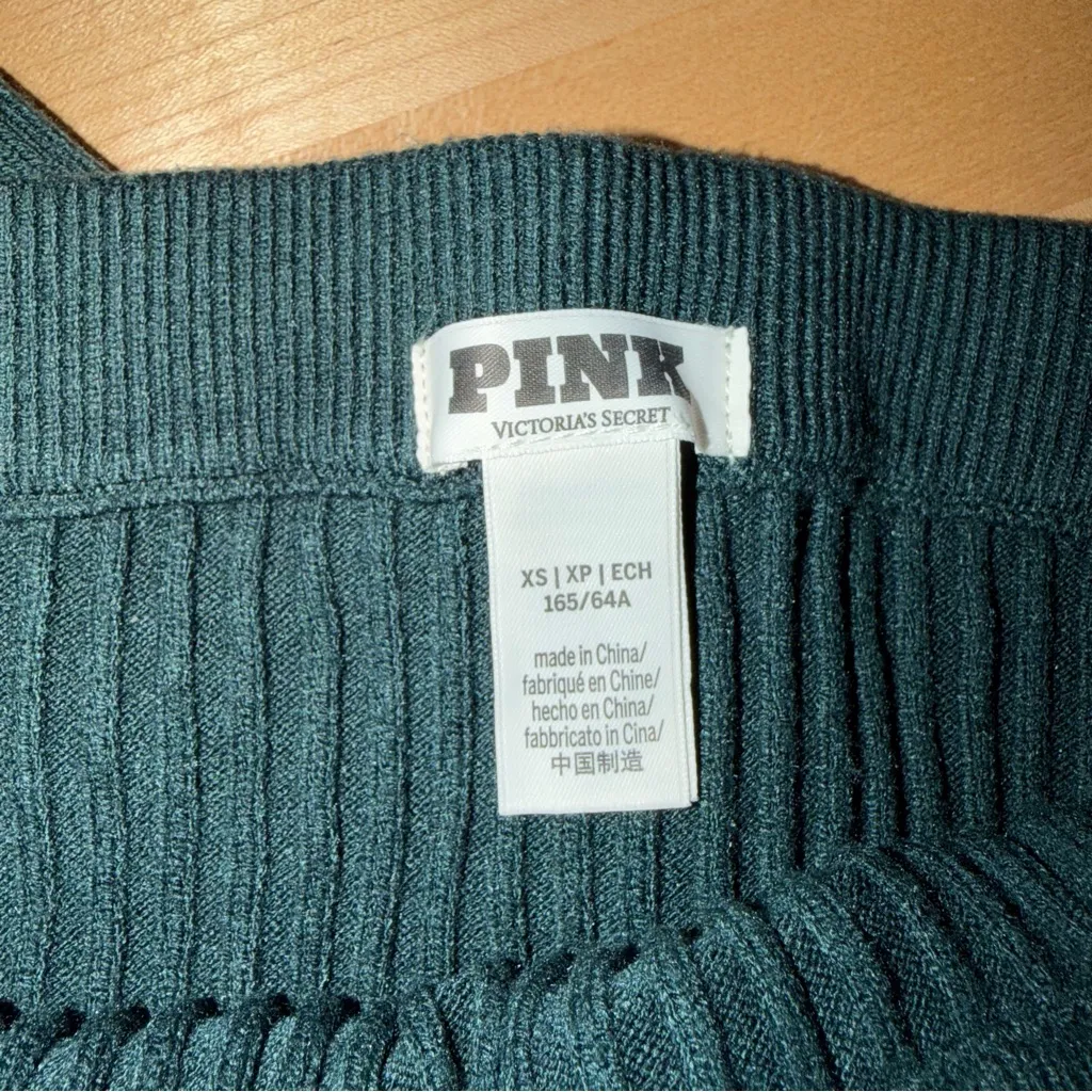 PINK Victoria's Secret Ribbed Knit Set Deep Forest Green Size Small Size XS - Image 7