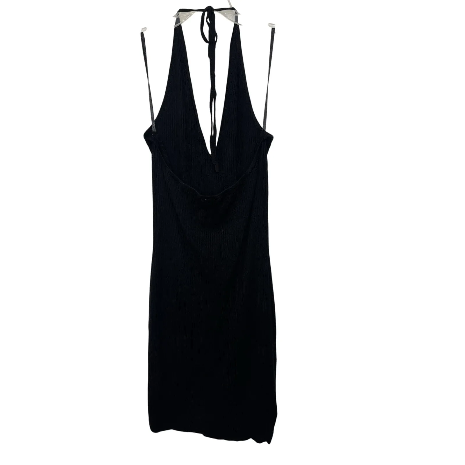 Abercrombie & Fitch Black Ribbed Halter Mini Dress Size XL LBD Wedding Guest - Image 3