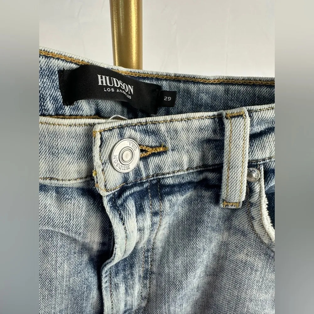 Hudson Holly Straight Jeans Womens 29 Distressed Light Acid Wash Zip Fly - Image 3