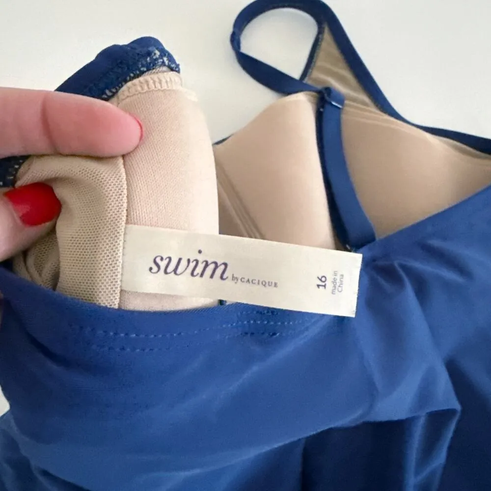 [Lane Bryant] Swim by Cacique Blue Sea You Later One Piece Tank Swimsuit Size 16 - Image 11