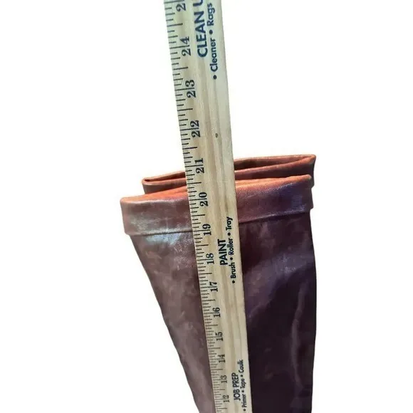 KORS Michael Kors Brown Leather Knee High Boots Heel Fold Over Cuff 70S Size 10 - Image 7