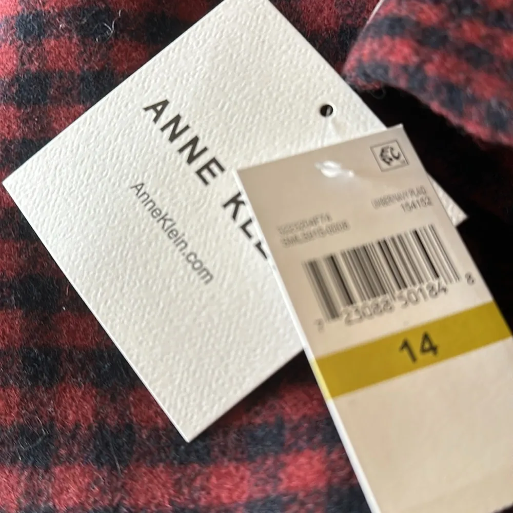 NWT Anne Klein Coat Women's Wool Blend Plaid Belted Wrap Plus Size 14 - Image 8