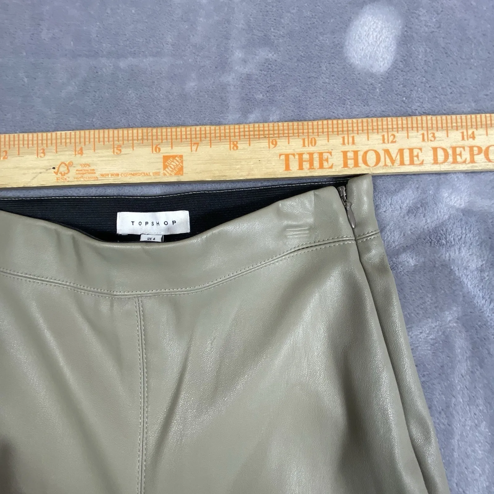 Flare Pants Womens‎ Size 0 Tan Y2K Faux Leather Hippie Festival Zip Rocker Gypsy - Image 6