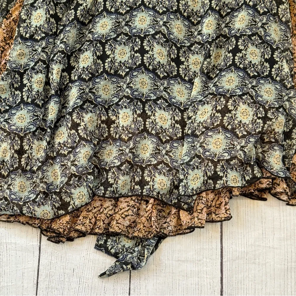 Free People Gabi Tunic Top size small black tan ruffles NEW - Image 6