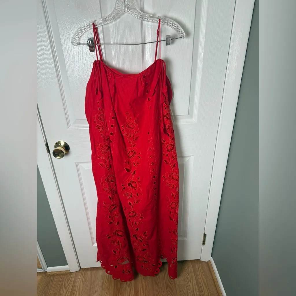 Farm Rio Red Flowers Richelieu Maxi Dress L - Image 2