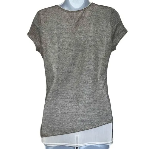 WHITE HOUSE BLACK MARKET Dove Gray Shimmer‎ Shell White Chiffon Lining EUC XS - Image 6