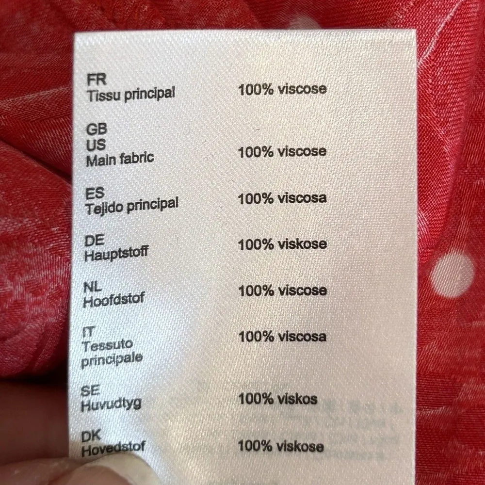 MAJE Womens Red Ripia Twist-Front Polka-Dot Floral Jacquard Mini Dress Sz Small - Image 8