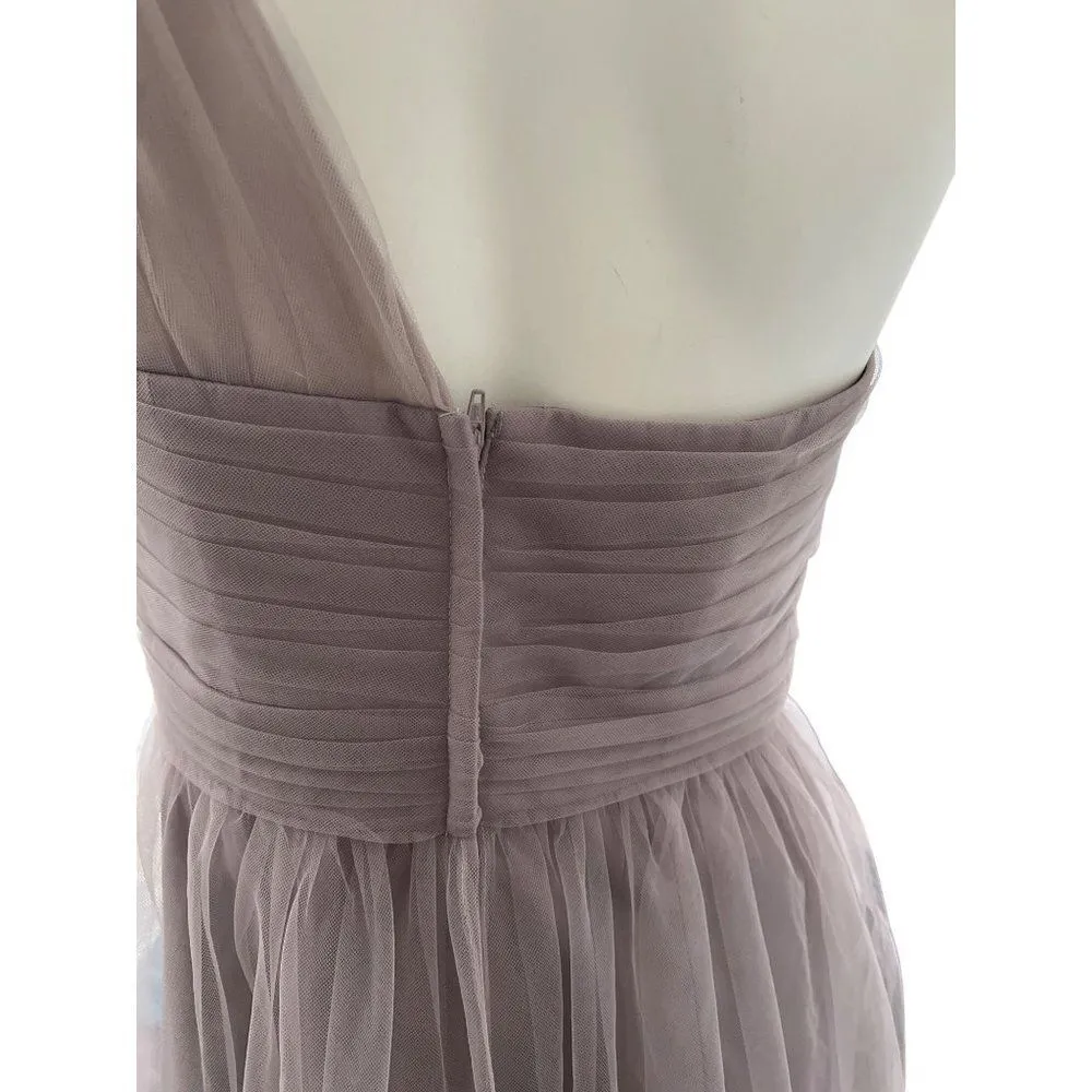David's Bridal One Shoulder Tulle Sweetheart Bridesmaid Dress Grey purple sz 6 - Image 4