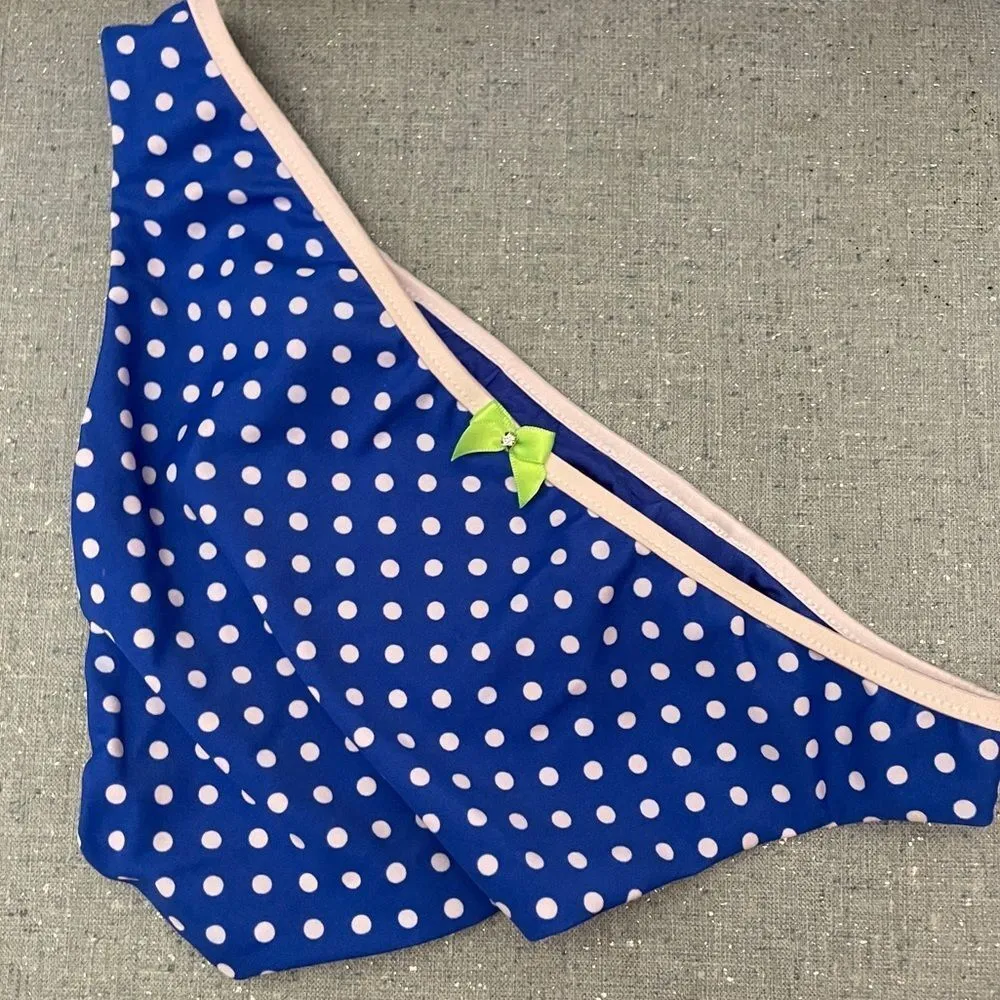 Beach Bunny  Haute Dot‎ Bikini Bottom Blue - Image 4