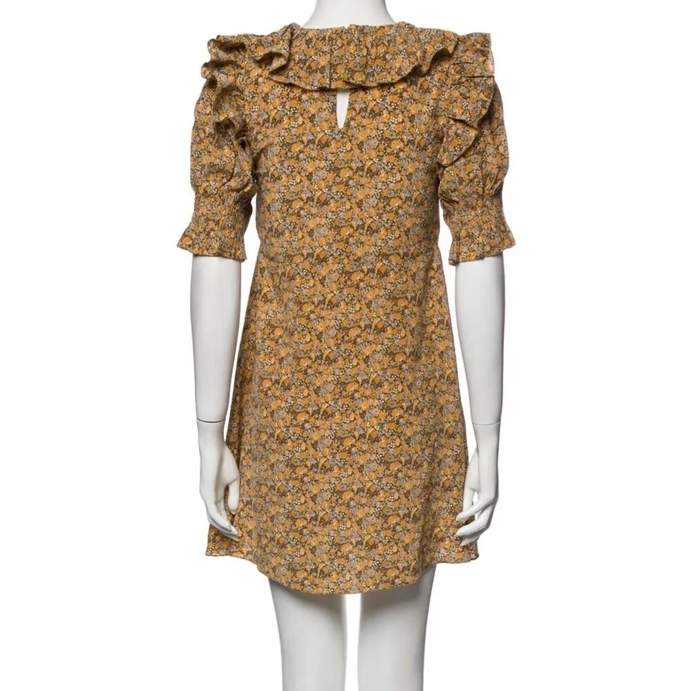 Doen Lady Emma Floral Baudoin Dress Yellow Size XS - Image 4