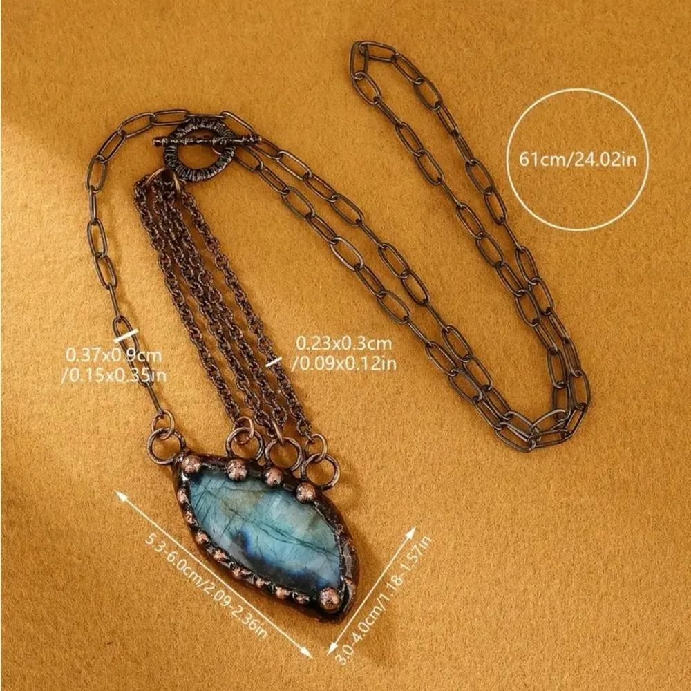 Labradorite Pendant Necklace NWT Blue - Image 2