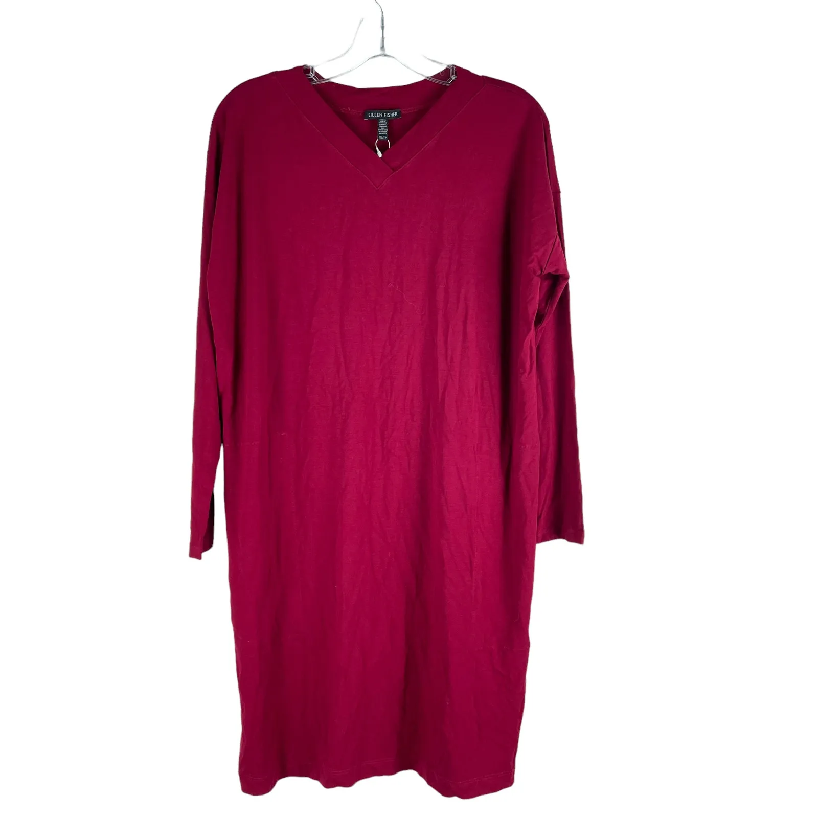 Eileen Fisher Viscose Jersey Knee Length Dress Pockets Red Size XS - Image 3