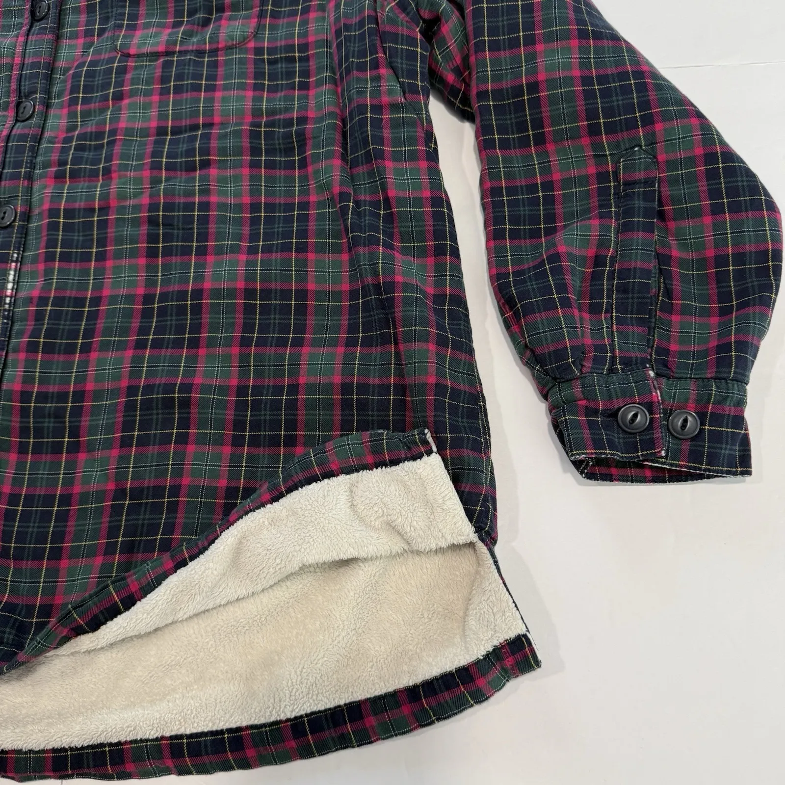 LL Bean Plaid Sherpa Fleece Lined Flannel Shirt Jacket Shacket MEDIUM PETITE Size undefined - Image 4