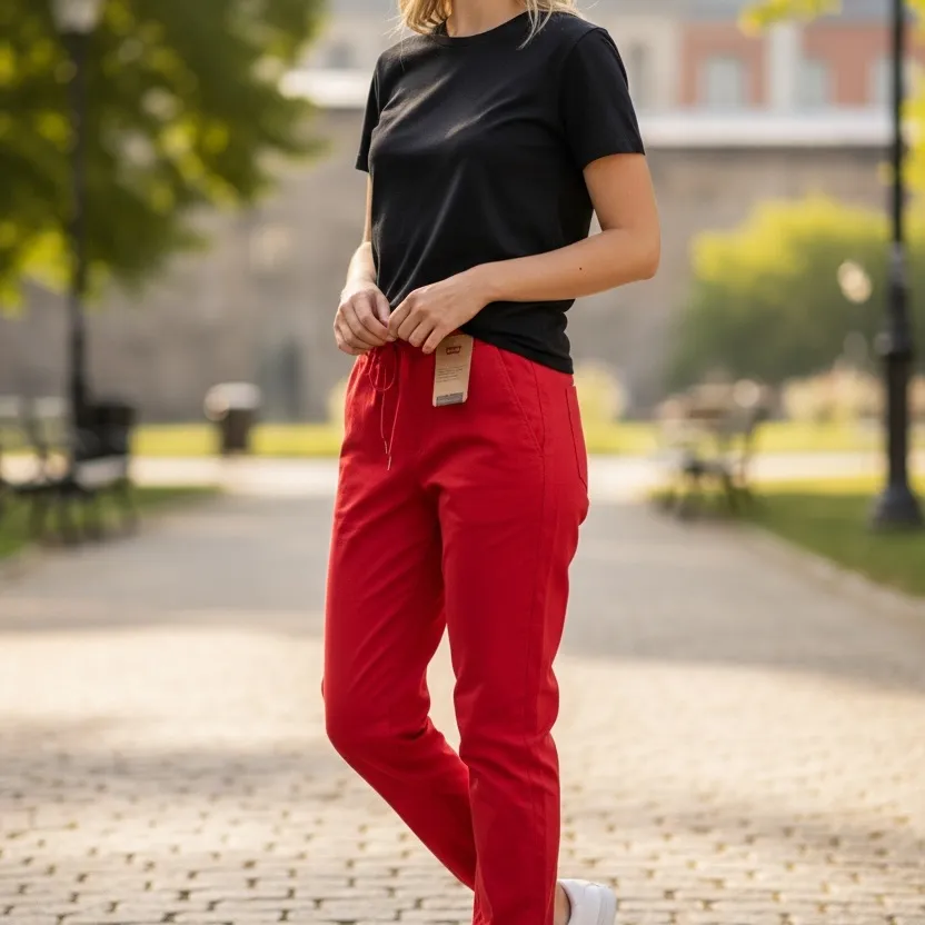 Levi's NWT LEVI’S Red Cotton Red Drawstring Jogger Pant Medium - Image 2