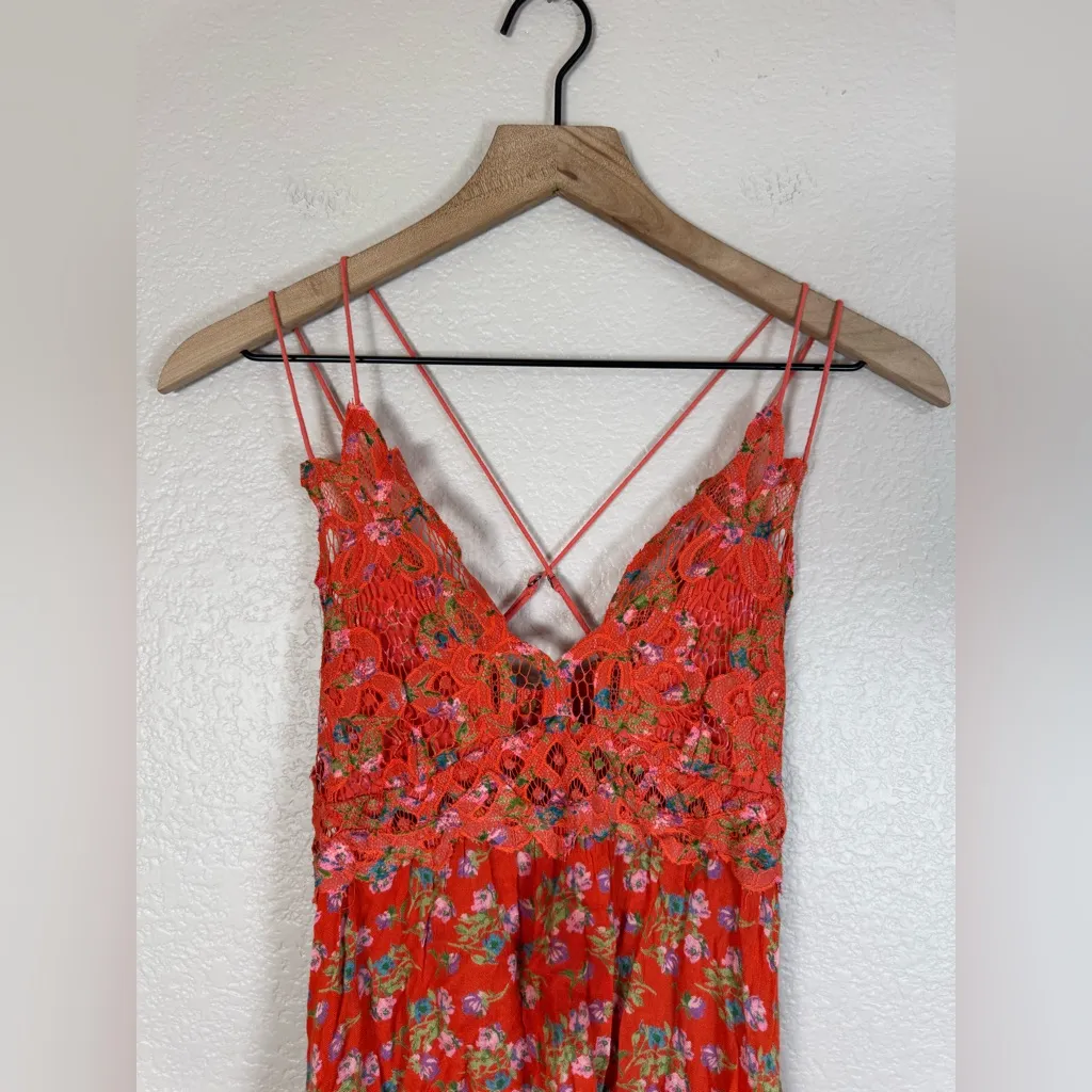 Free People Adella Printed Floral Mini Slip Dress in Red Meadow Combo XS $98 - Image 5