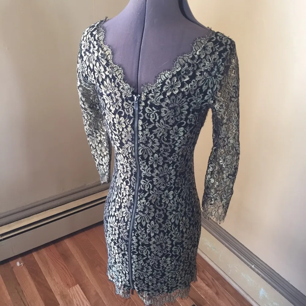Diane Von Furstenberg Gold Lace Dress - Image 5