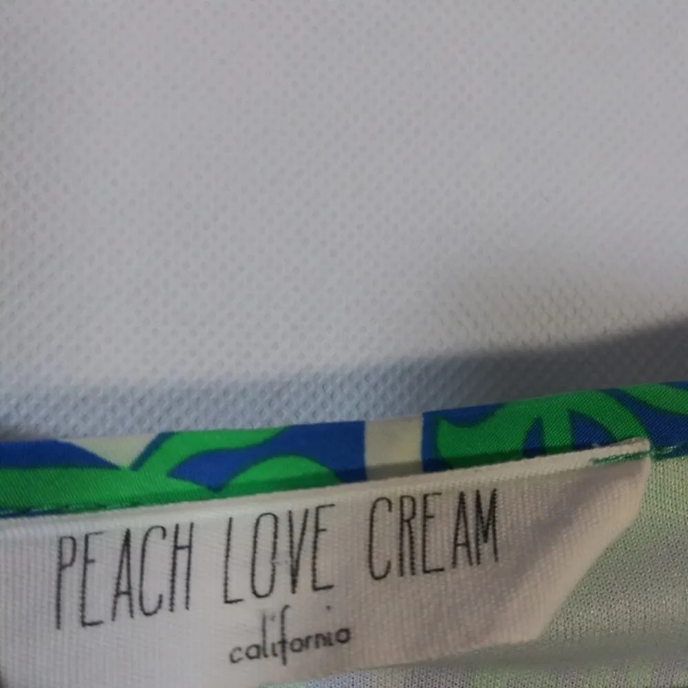Peach Love Cream ModCloth Aiden Green Blue White 3/4 Sleeve Dress Size L - Image 5