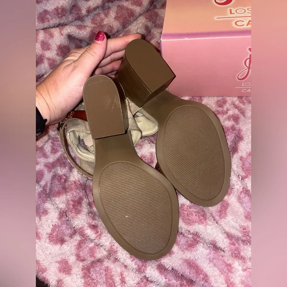 Jelly Pop Open Toe Block Heel Sandal leather canvas shannen NEW - Image 11