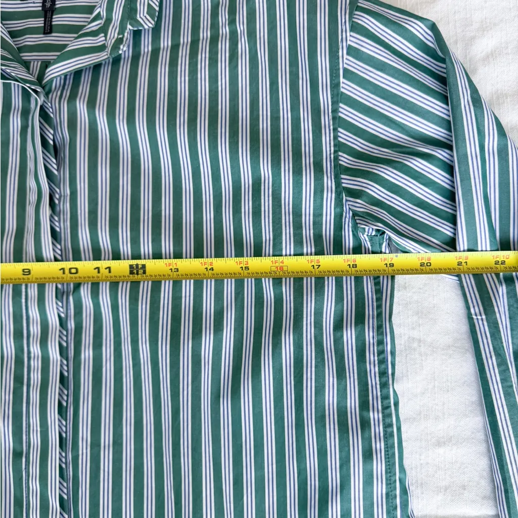 rag & bone Maxine Striped Button Down Shirt Size XS Green, White, & Navy EUC - Image 7
