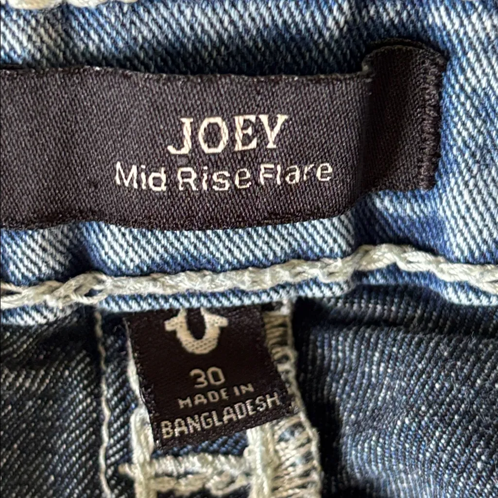 True Religion JOEY MID RISE FLARE JEAN embroidered pockets size 30 - Image 8