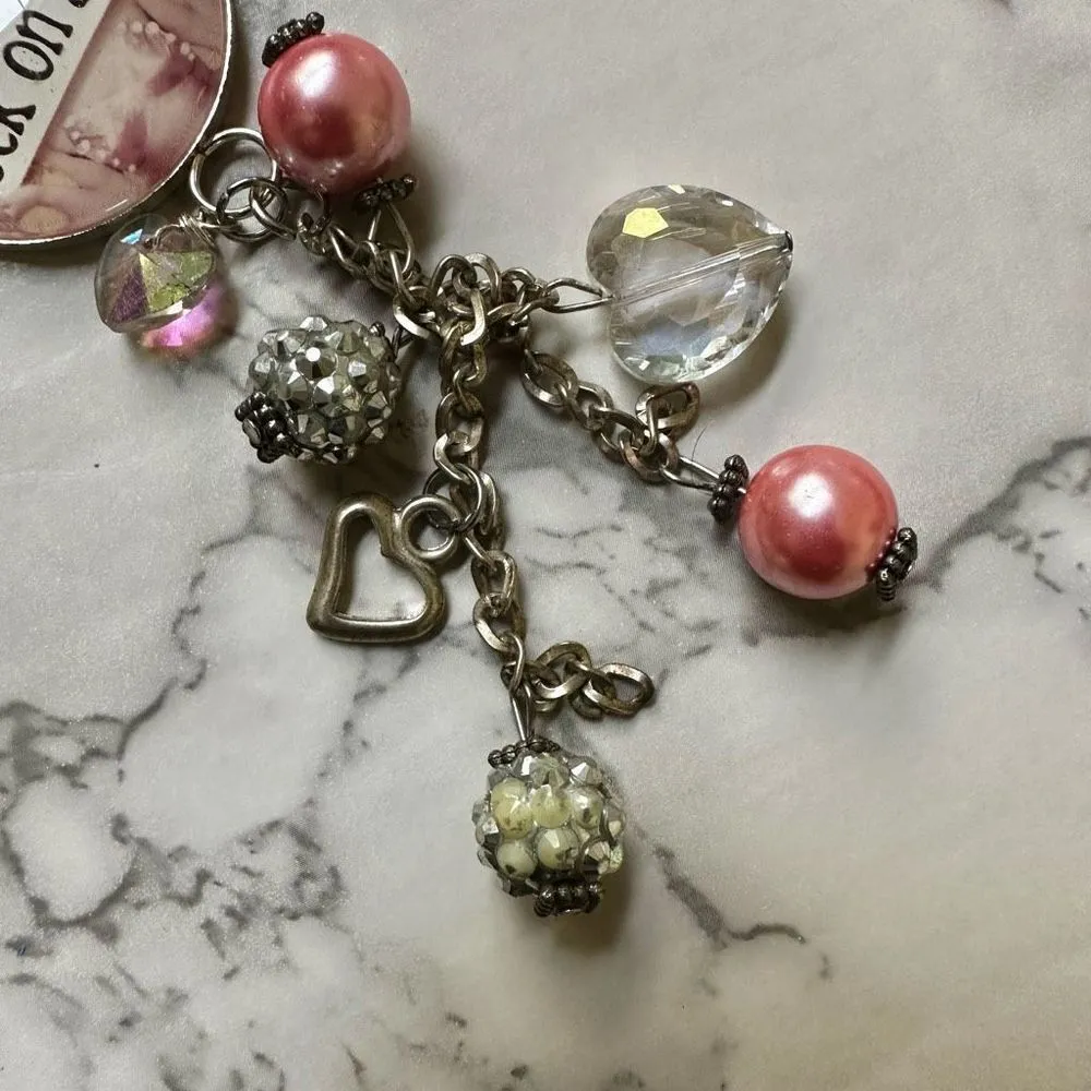 Rock on sister charm pendant necklace Pink - Image 9