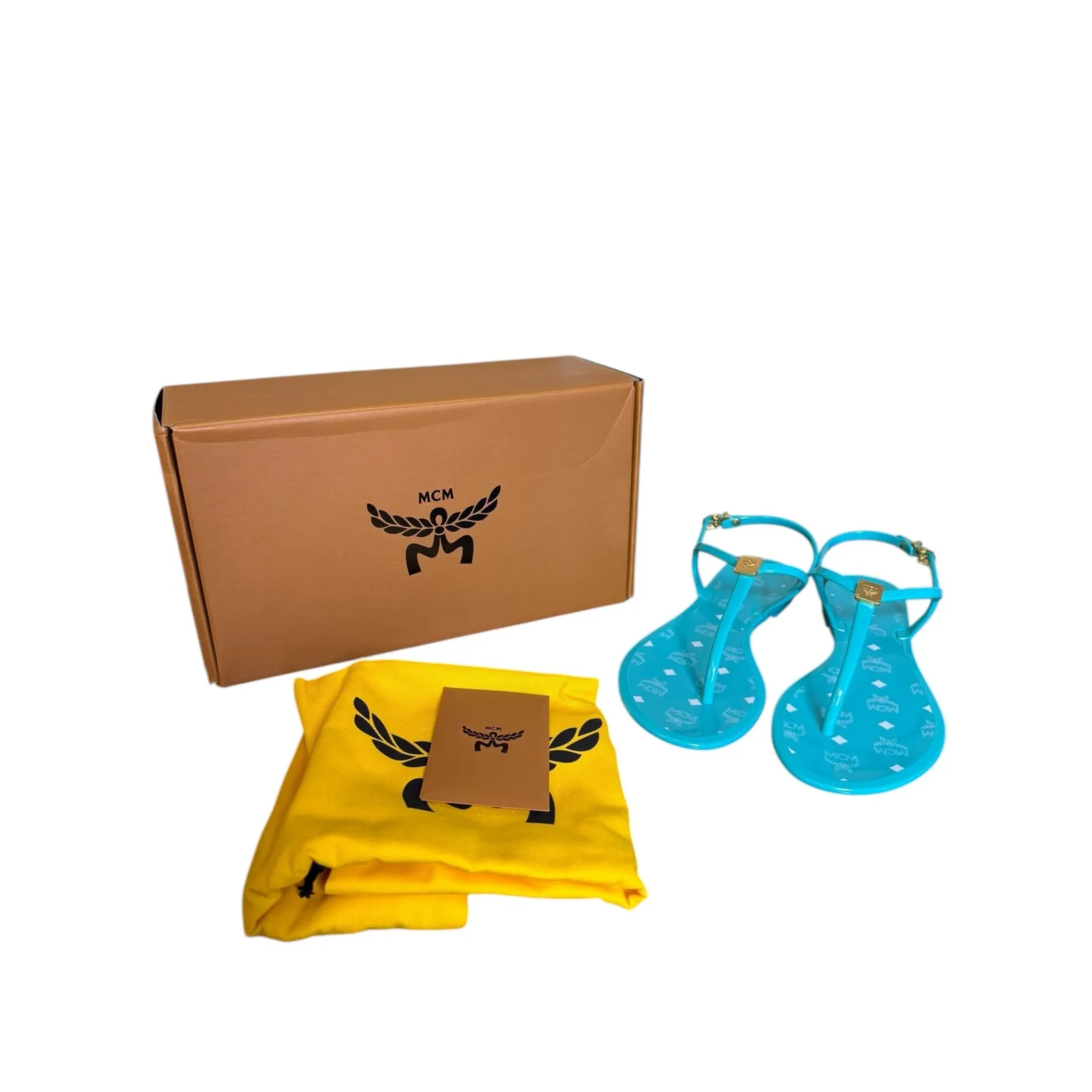 MCM NIB Monogram Jelly Sandals in Ceramic Size 38 - Image 2