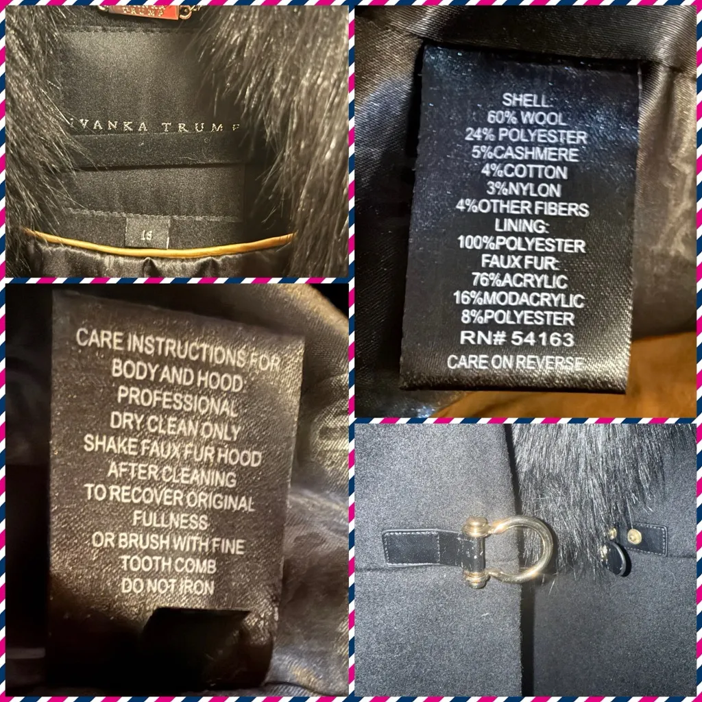 Ivanka Trump Single Breasted Wool Cashmere Coat Removable Faux Fur Collar sz 16 - Image 15