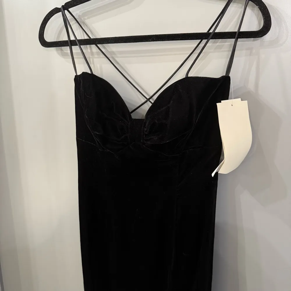 NWT Gunne Sax Jessica McClintock Black Velvet Dress Strappy Long Dress Size 5/6 - Image 3