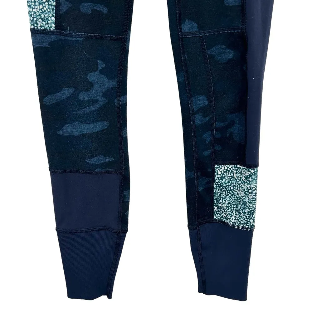 Lululemon Wunder Under Leggings Sashiko Inkwell Camo Patchwork Print Blue Size 2 - Image 5