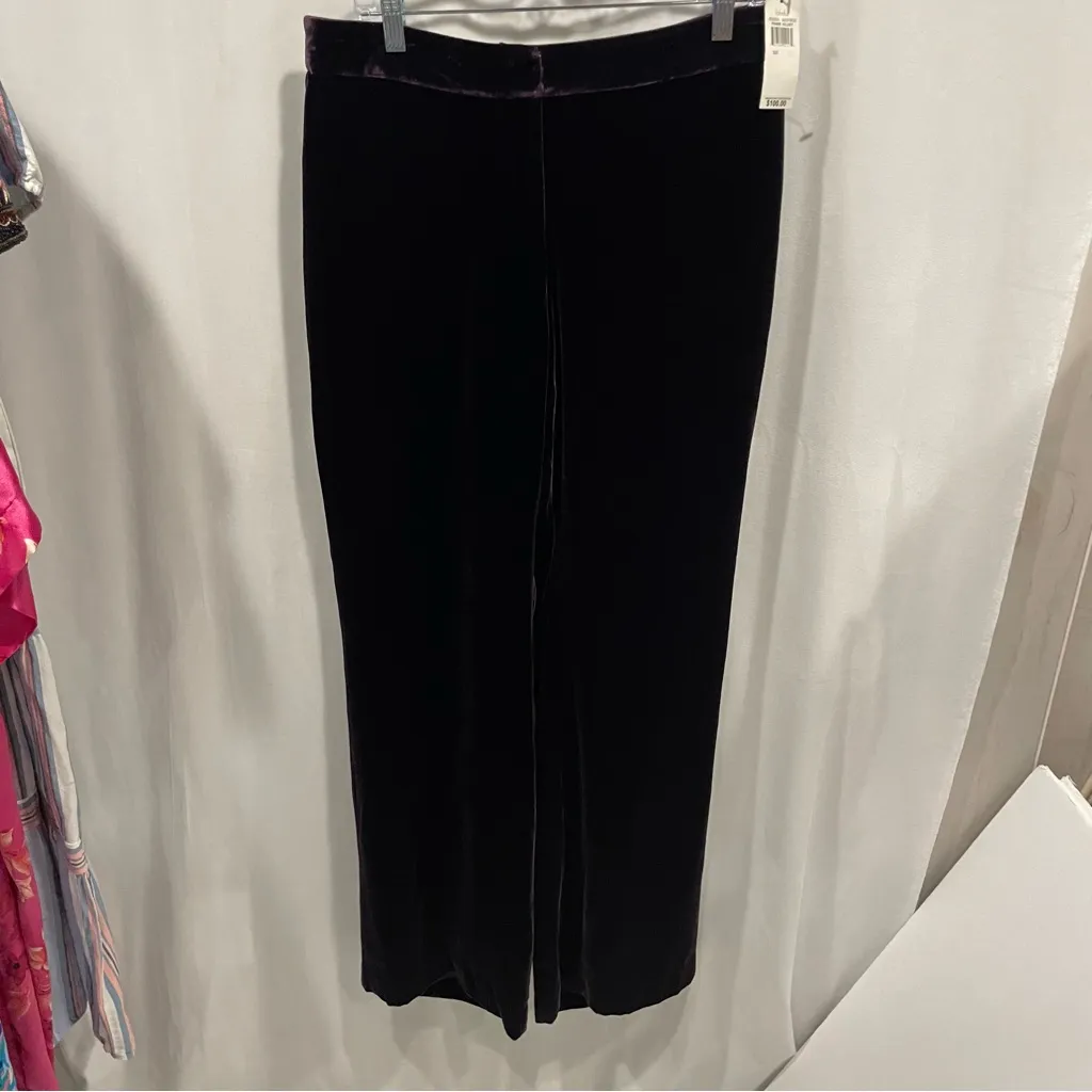 Deep purple rain velvet whimsigoth holiday swanky silk wide leg pants NWT - Image 12