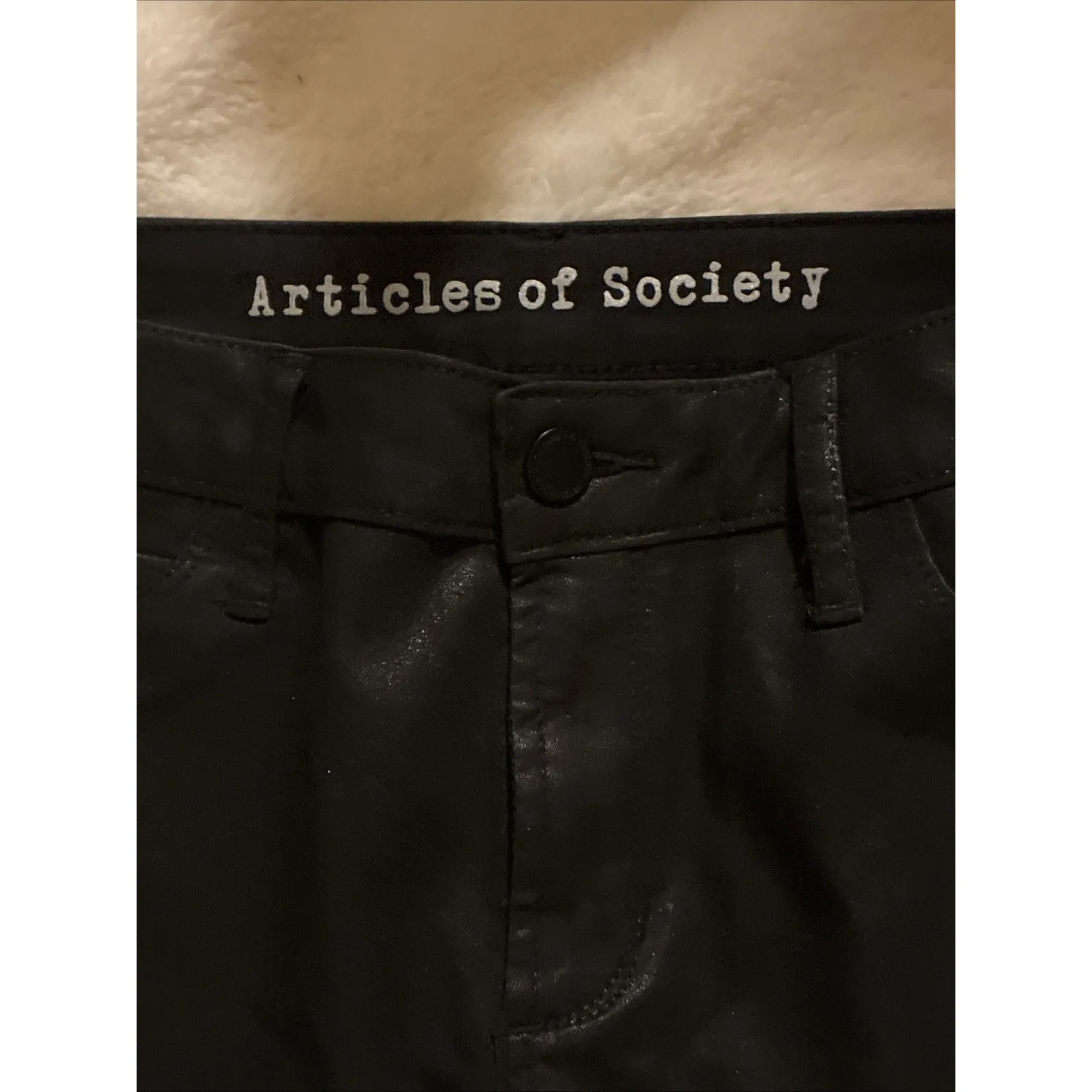 Articles of Society Women’s 28 Black Coated Faux Leather Stretch Skinny Jeans - Image 3