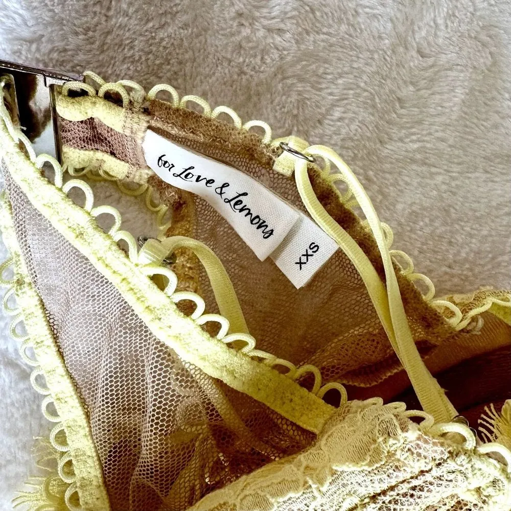NWOT For Love & Lemons Yellow Faye Lace Underwire Bustier Top - XXS - Image 3