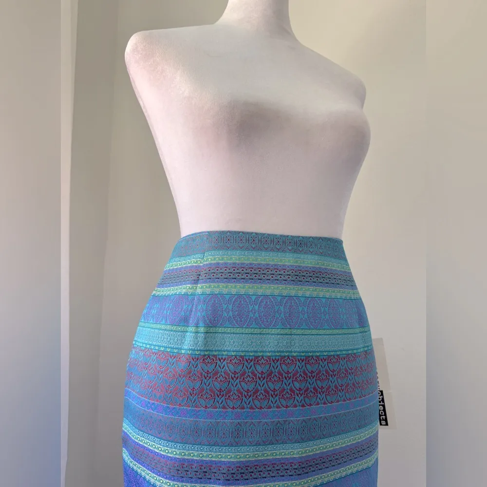 NWT Vintage Y2K Necessary Objects Blue Stripe Knee Length Pencil Skirt - Image 5