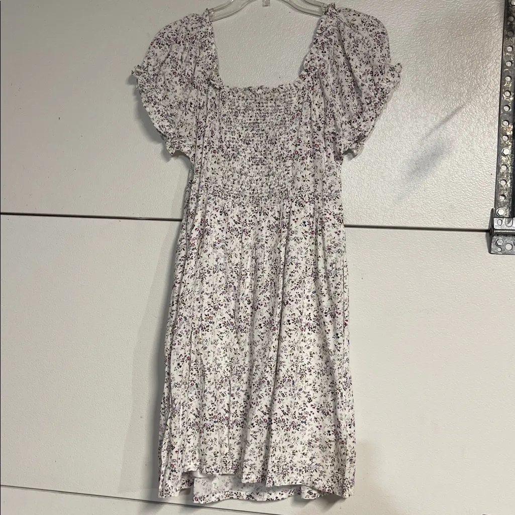 J CREW PUFF SLEEVE FLORAL MINI DRESS SMOCKED 8 PETITE - Image 9