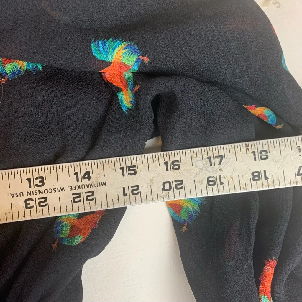 Farm Rio size small mixed stardust maxi dress Celestial Black chickens tiered - Image 8