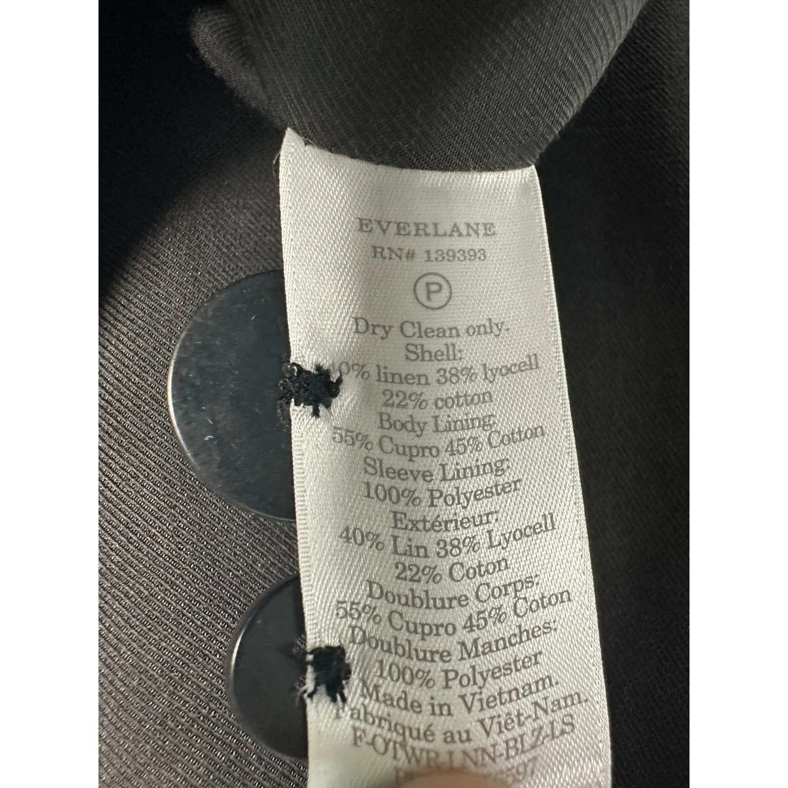 Everlane The Oversized Blazer Linen Black Women's Size 14 - Image 5