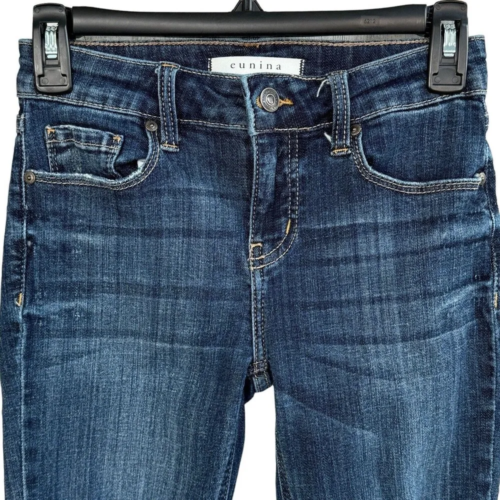 Eunina JRS SZ 1 Jude Skinny Ankle Jeans Mid-Rise Distressed Stretch Frayed Blue - Image 2